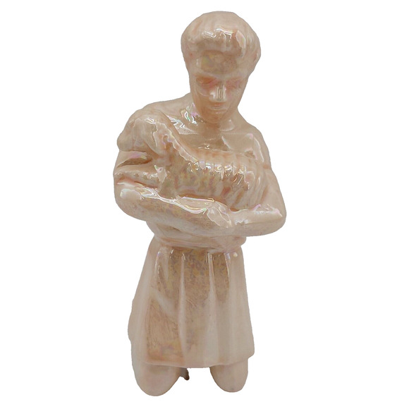Shepherd Boy Holding Lamb Replacement Nativity Figure Iridescent Porcelain 3.75* - Picture 1 of 8